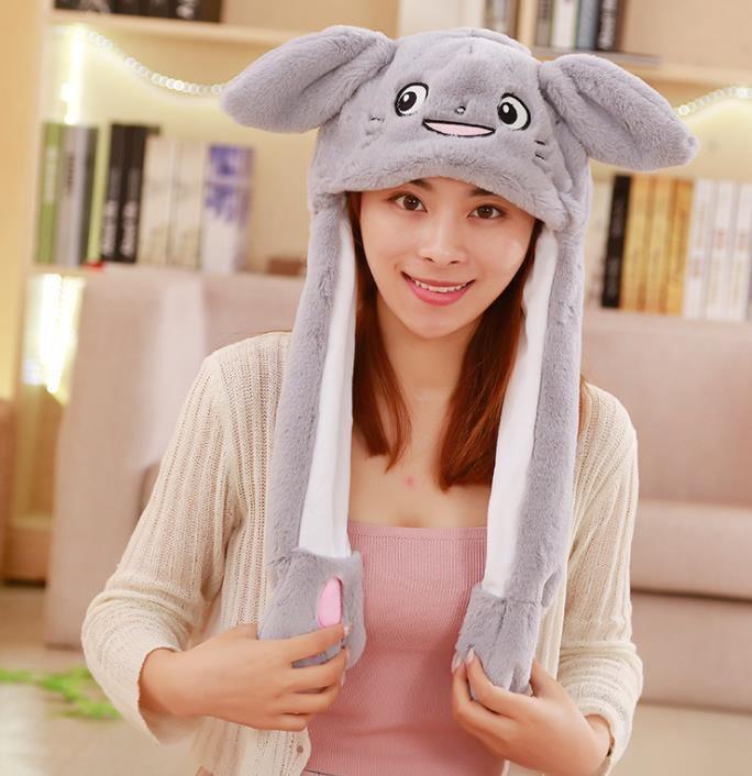 Modern Elegant Winter Interesting Girls Animals Ear Moving Jumping Hats Children and Adults Women Warm Rabbit Winter Caps In Modern Design Stevvex
