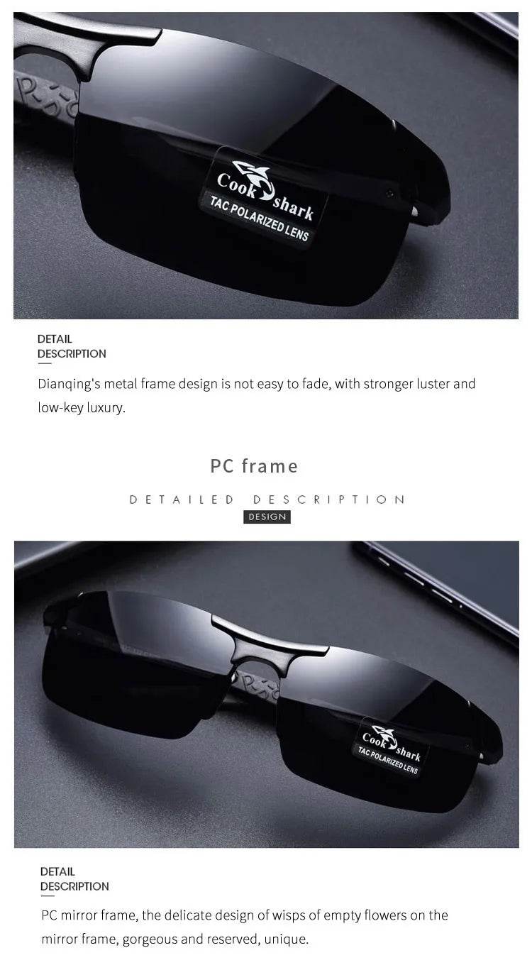 Cook Shark's New Aluminum Magnesium Sunglasses Men's sunglasses HD Polarized Driving Color Glasses Tide