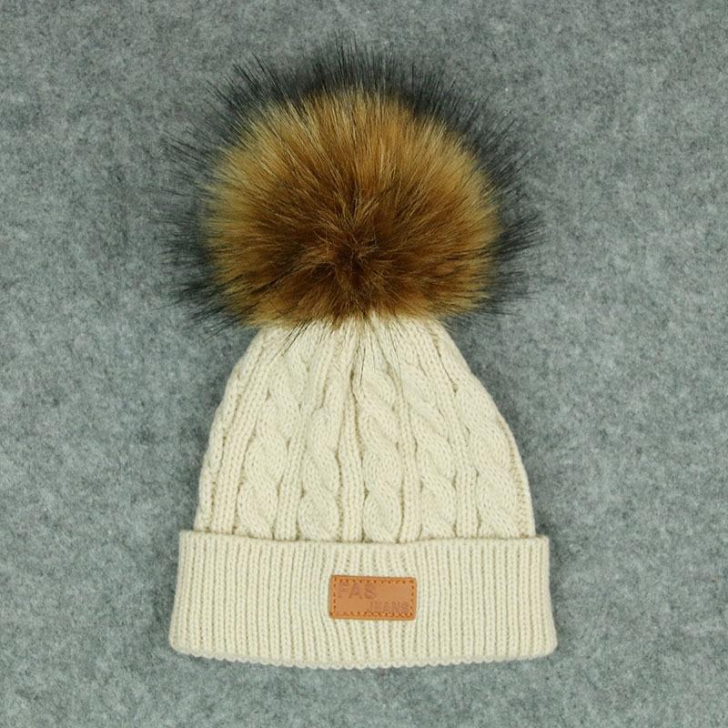 New Fashion Children Winter Hats Baby Kids Girl Solid Knitted Beanies Caps Hair thick ball And Modern Gloves Stevvex