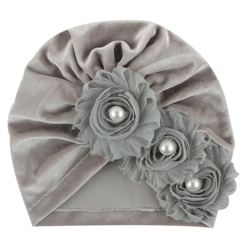 Handmade Baby Accessories Newborn Kids Baby Boy Girl Indian Turban Twist Knot Beanie Hat Pearl Flower Style Stevvex