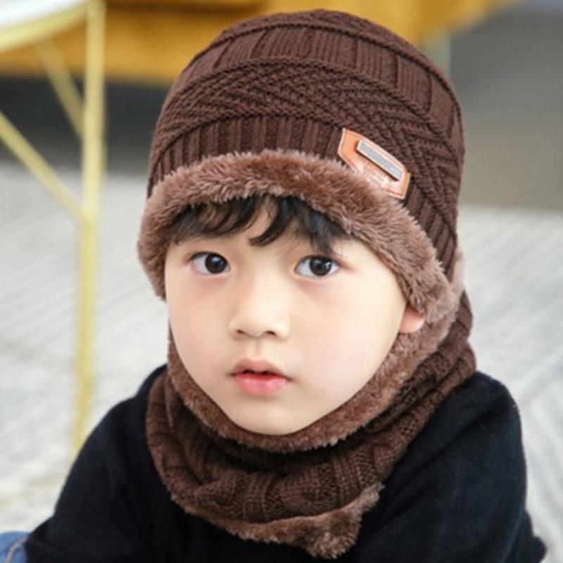 Knitted Baby Hats  Cap and Scarf Turban Beanie Cotton Warm Wool Fur Caps Soft Hat For Childern Girl And Boys Stevvex