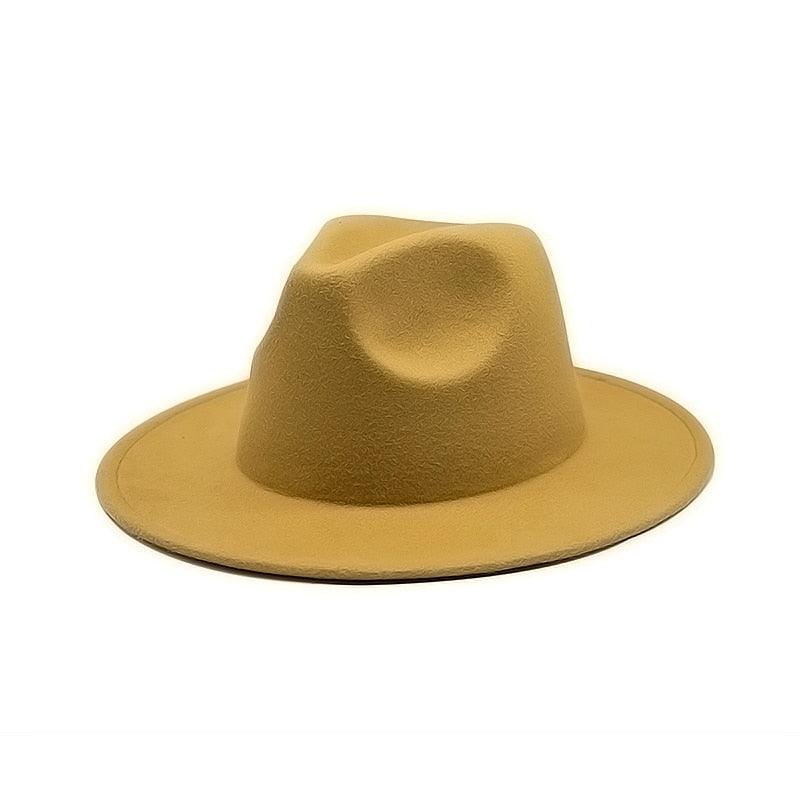 Unisex Autumn Winter Women's Hat Fedoras Big Brim Hats For Women Elegant Fedoras Warm Ladies Girls Hat Vintage Style Luxury Hat 56-58cm Stevvex