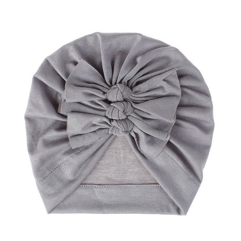 Handamde Elegant Baby Hats for Girls Big Bow Turban Hat Newborn  Baby Beanie Cap Solid Color Style Stevvex