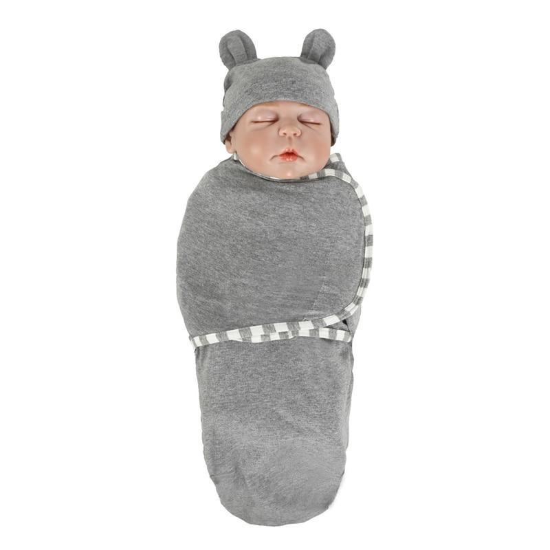 Muslin Swaddle Newborn Organic Cotton Blanket Extract Envelope Baby Sleeping Things Bedding for Boys Girls with a Hat Blanket Bag Stevvex