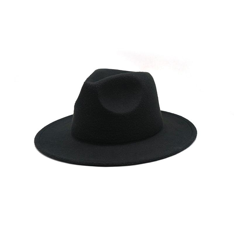Unisex Autumn Winter Women's Hat Fedoras Big Brim Hats For Women Elegant Fedoras Warm Ladies Girls Hat Vintage Style Luxury Hat 56-58cm Stevvex