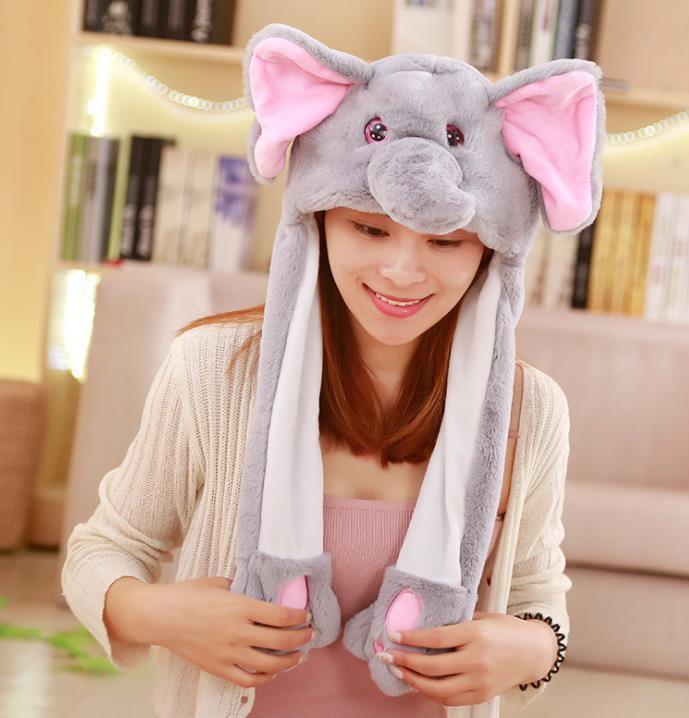 Modern Elegant Winter Interesting Girls Animals Ear Moving Jumping Hats Children and Adults Women Warm Rabbit Winter Caps In Modern Design Stevvex