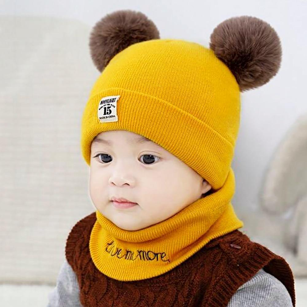 Winter Children Hat Bonnet Enfant Knitted Cute Baby Cap For Girls Boys 0-24 Months For Kids In Modern Bear Design Stevvex