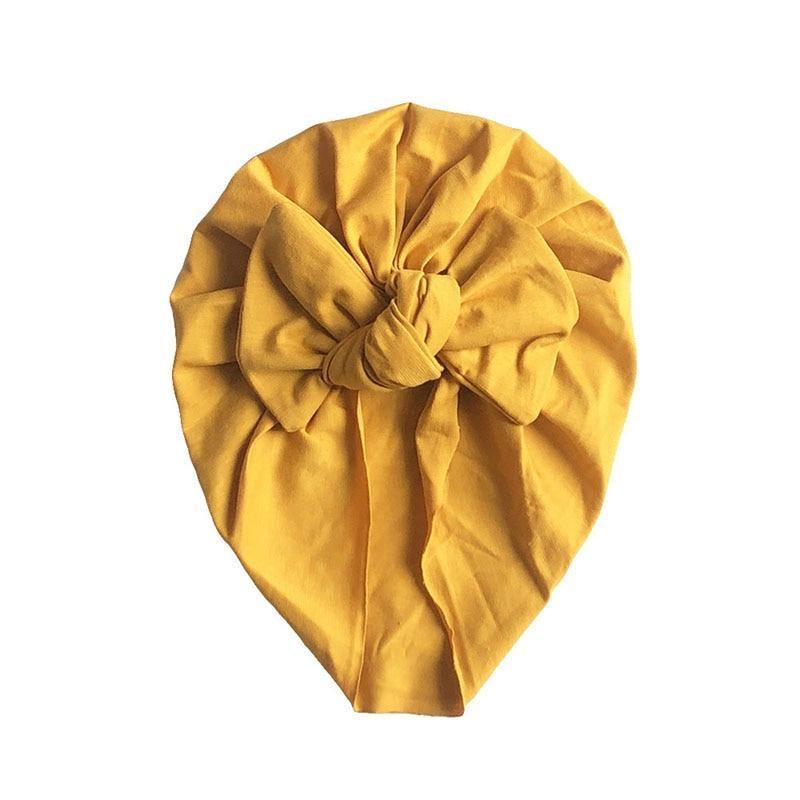 Handamde Elegant Baby Hats for Girls Big Bow Turban Hat Newborn  Baby Beanie Cap Solid Color Style Stevvex