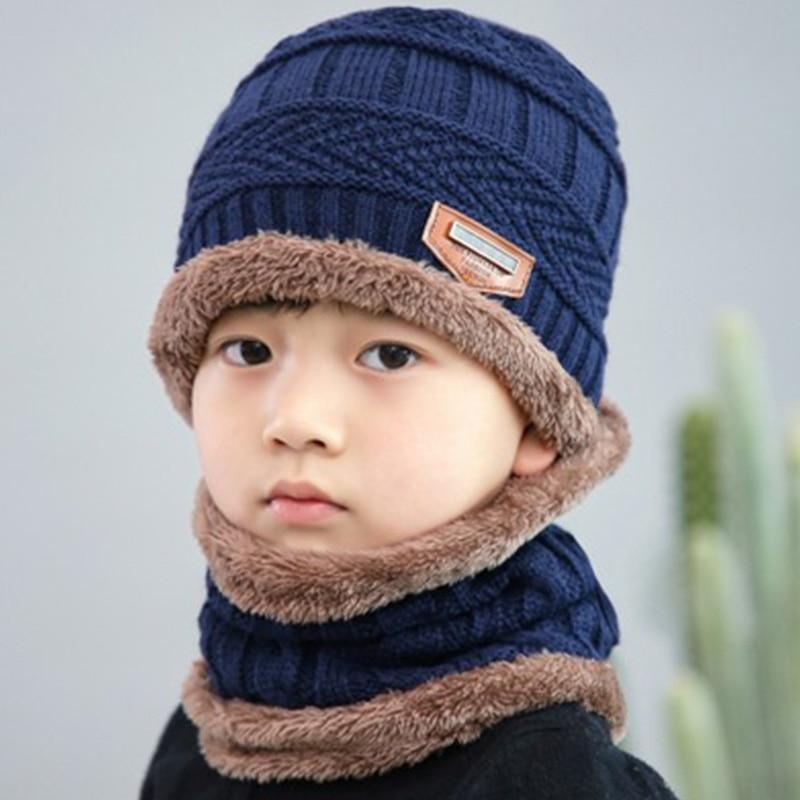 Knitted Baby Hats  Cap and Scarf Turban Beanie Cotton Warm Wool Fur Caps Soft Hat For Childern Girl And Boys Stevvex