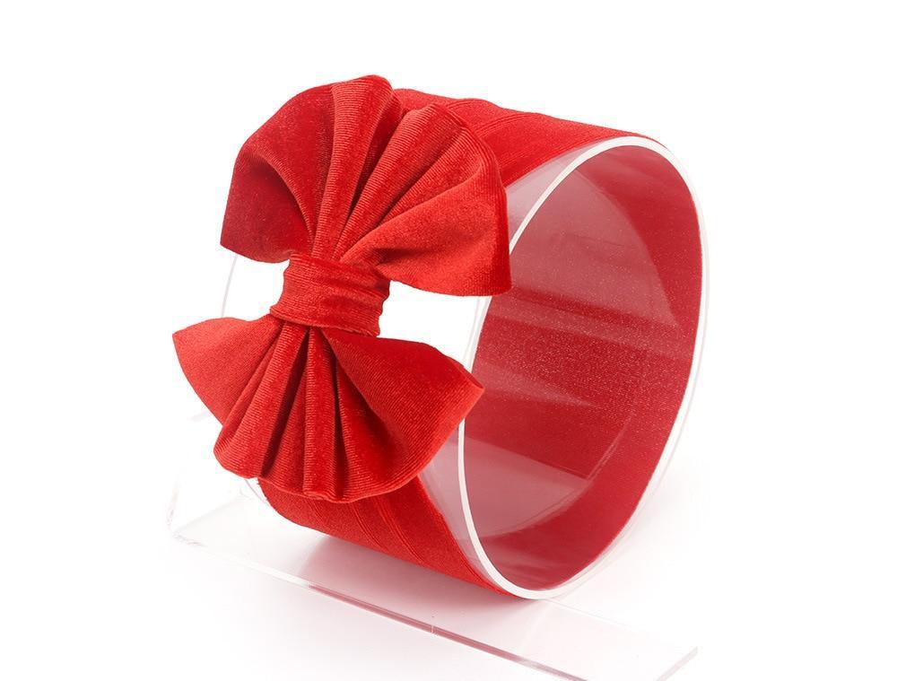 New Large Bow Baby Headband Velet Soft Bowknot Girl Accessories Hair Solid Messy Bows Toddler Headbands Baby Head Wraps Turban Big Bow for Girls Stevvex