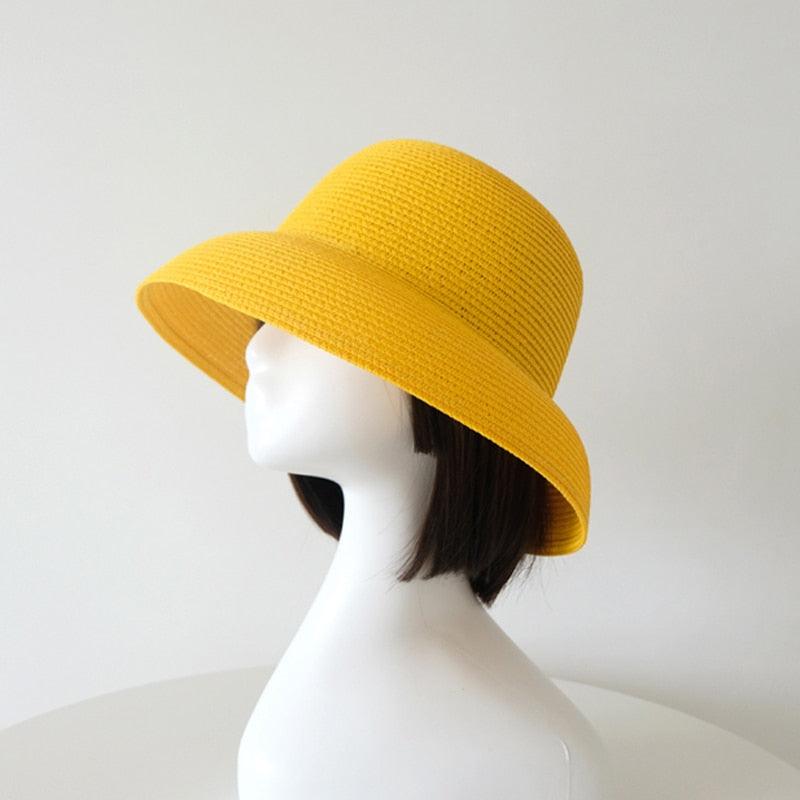 Unique Vintage Handmade Women Summer Hat Stylish Design Women's Summer Hat  Beach Holiday Foldable Comfortable Hat For Summer Portable Luxury Female Wide Hat Solid Color Stevvex