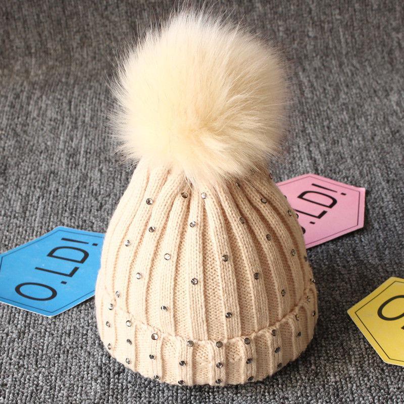 Fashion TrendBaby Girls Lovely Winter Warm Fur kintted Pompom Beanies Cap For Winter In Elegant Style Stevvex