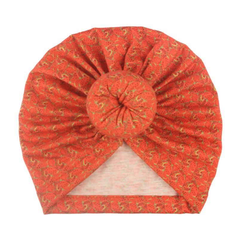 Luxury Modern Donut Baby Beanie Turban Hat Baby Cap Cotton Fruit Print Floral Toddler Baby Girl Cap Design Stevvex