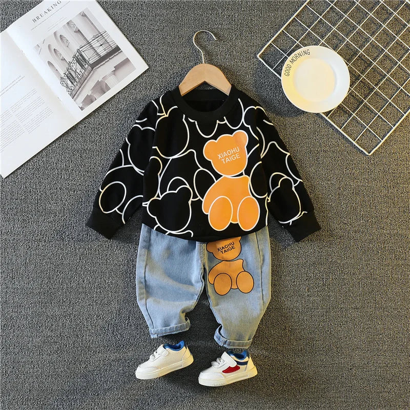 New Spring Autumn Baby Girl Clothes Children Boys Fashion Cartoon T-Shirt Pants 2Pcs/Sets Toddler Sports Costume Kids Tracksuits NS Superstore