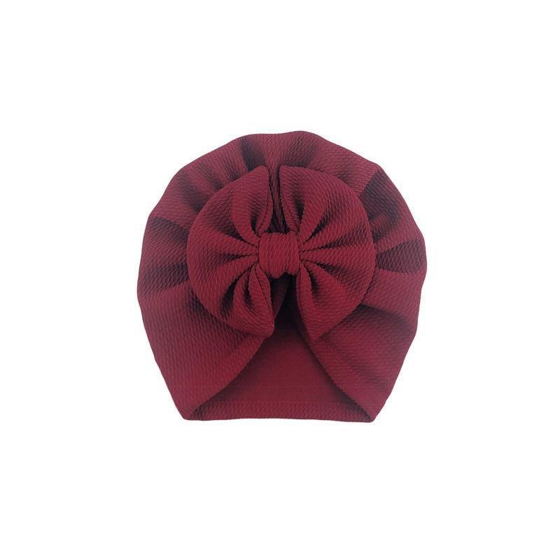 Handamde Elegant Baby Hats for Girls Big Bow Turban Hat Newborn  Baby Beanie Cap Solid Color Style Stevvex