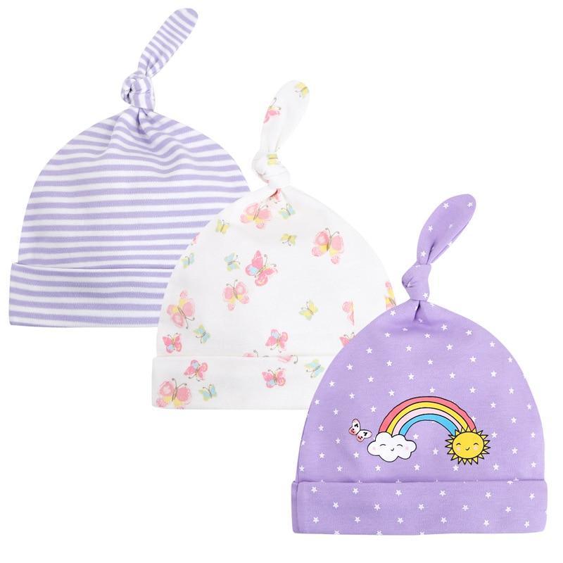 Printed Baby Hats & Caps For Newborn Baby Accessories In Elegant Modern Design Set Of 3PCS For Baby Kids Stevvex