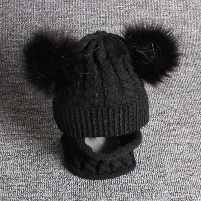 Cute Baby Hat & Scarf Set Pompom Infant Baby Girl Winter Hat For Kids Warm Knitted for Girls Stevvex