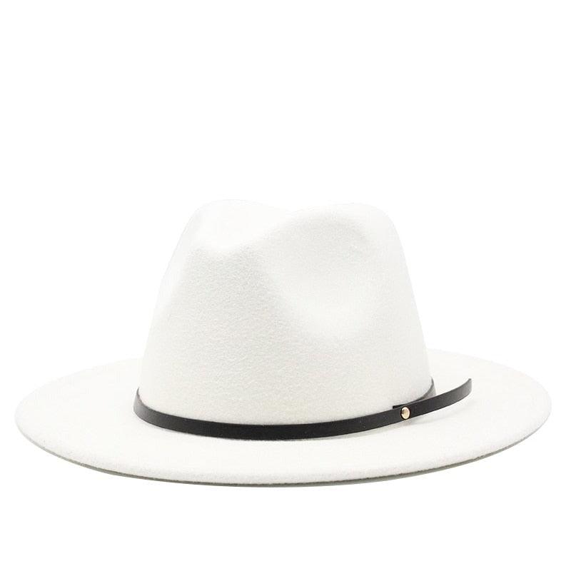 Women Men Wool Vintage Black Fedora Hat With Wide Unique Fedora Hats With Belt Buckle For Men Women Brim Gentleman Elegant Lady Winter Autumn Soft Caps Stevvex