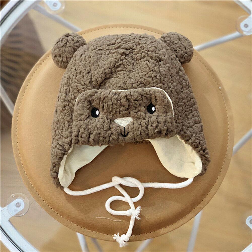 Modern Elegant Baby Boy Girl Warm Earmuffs Hat Wool Winter Ski Cap Winter Plush Cartoon Hat For Boys and Girls Kids Stevvex