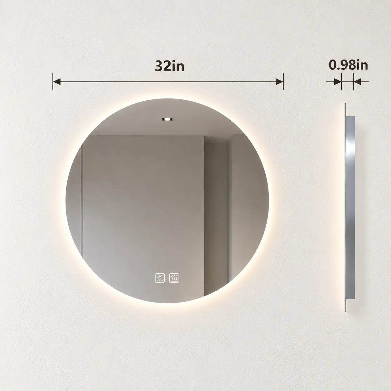 Round Backlit LED BATHROOMS Vanity  Mirrors With Dimmable Lights HAUSVITA