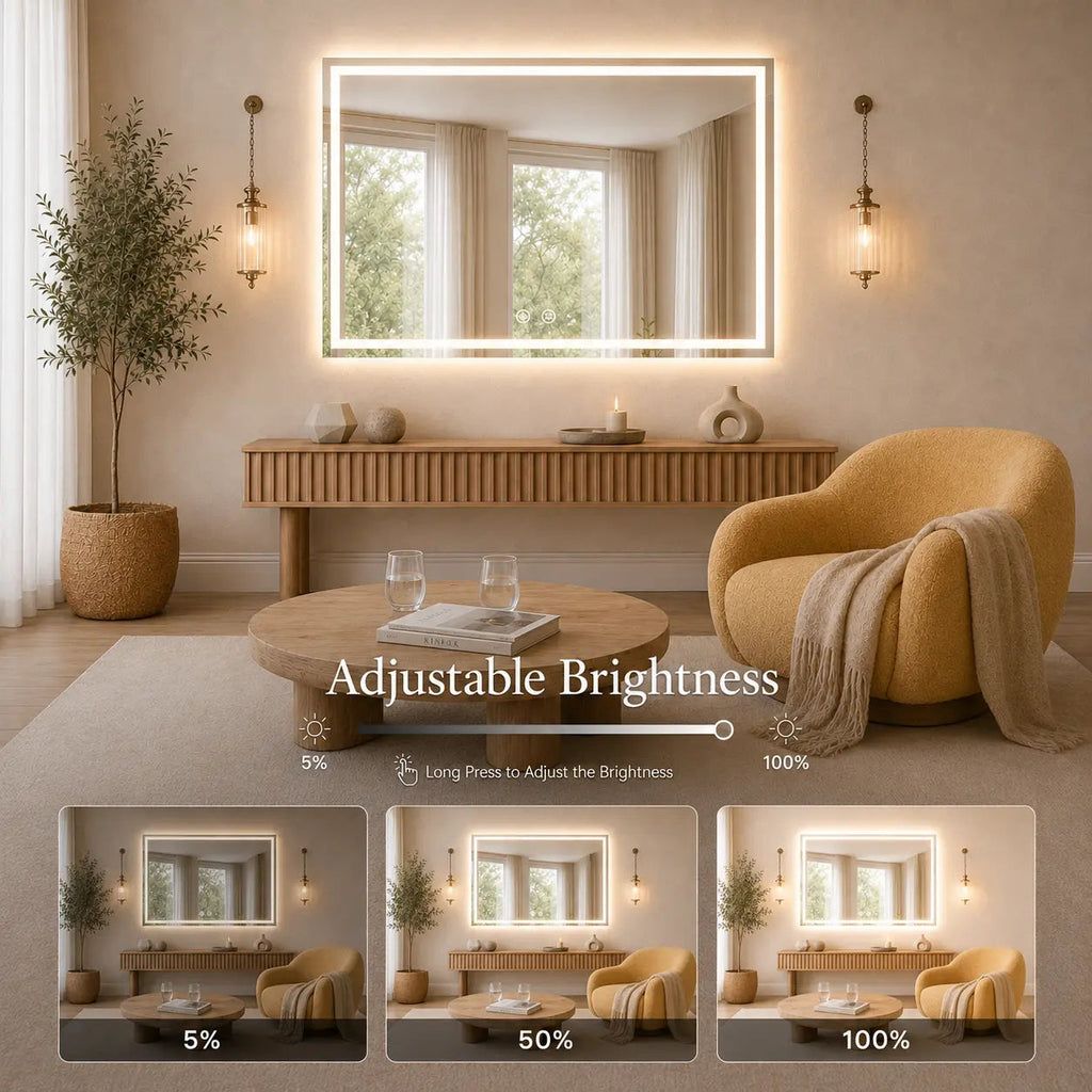 Compact Center Glow LED Bathroom Mirror HAUSVITA