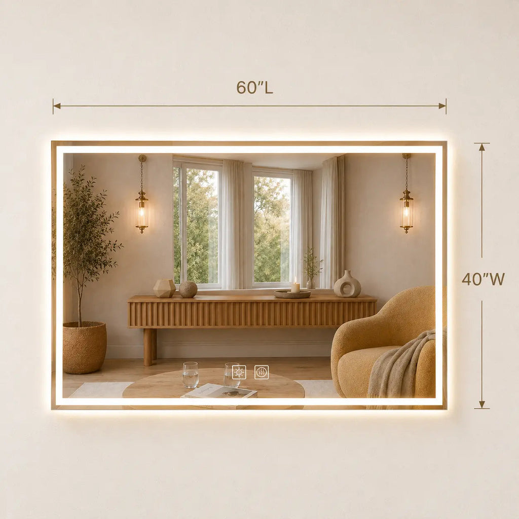 Compact Center Glow LED Bathroom Mirror HAUSVITA