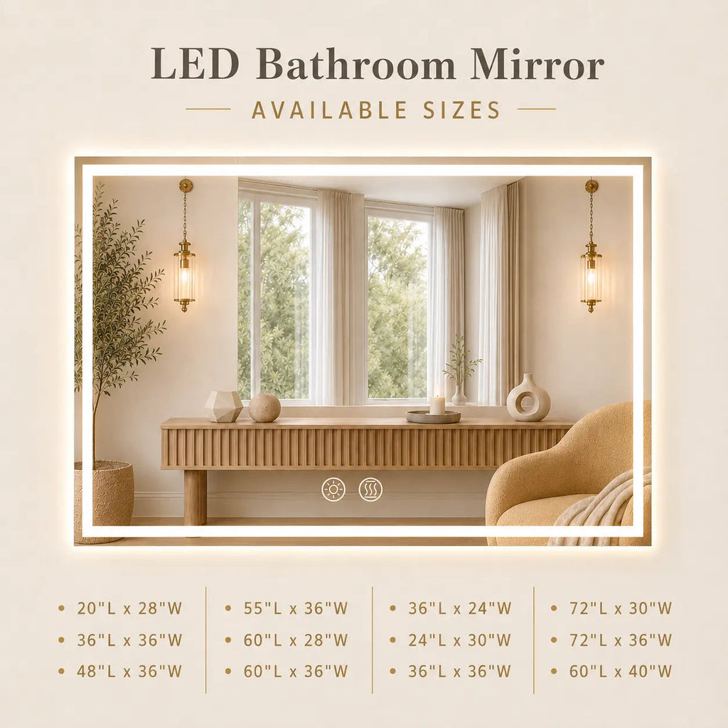 Compact Center Glow LED Bathroom Mirror HAUSVITA