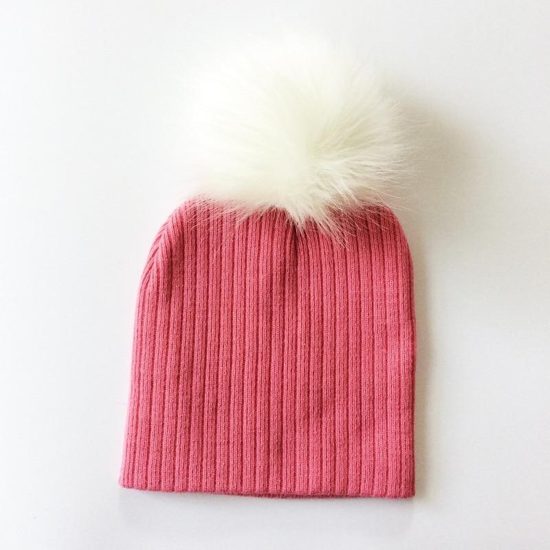 Trend New Winter Children Boy Girl Crochet Artificial Pompom Hat Knitted Toddler Kids Caps With Pompon Baby Beanie For Girls and Boys Stevvex