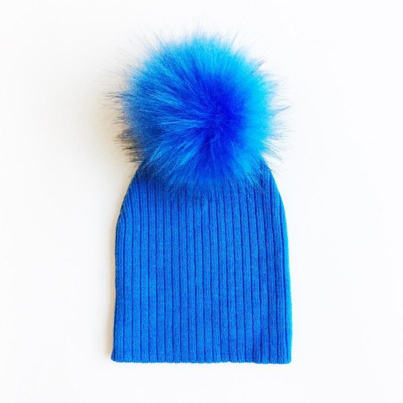 Trend New Winter Children Boy Girl Crochet Artificial Pompom Hat Knitted Toddler Kids Caps With Pompon Baby Beanie For Girls and Boys Stevvex