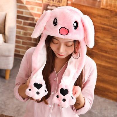 Modern Elegant Winter Interesting Girls Animals Ear Moving Jumping Hats Children and Adults Women Warm Rabbit Winter Caps In Modern Design Stevvex