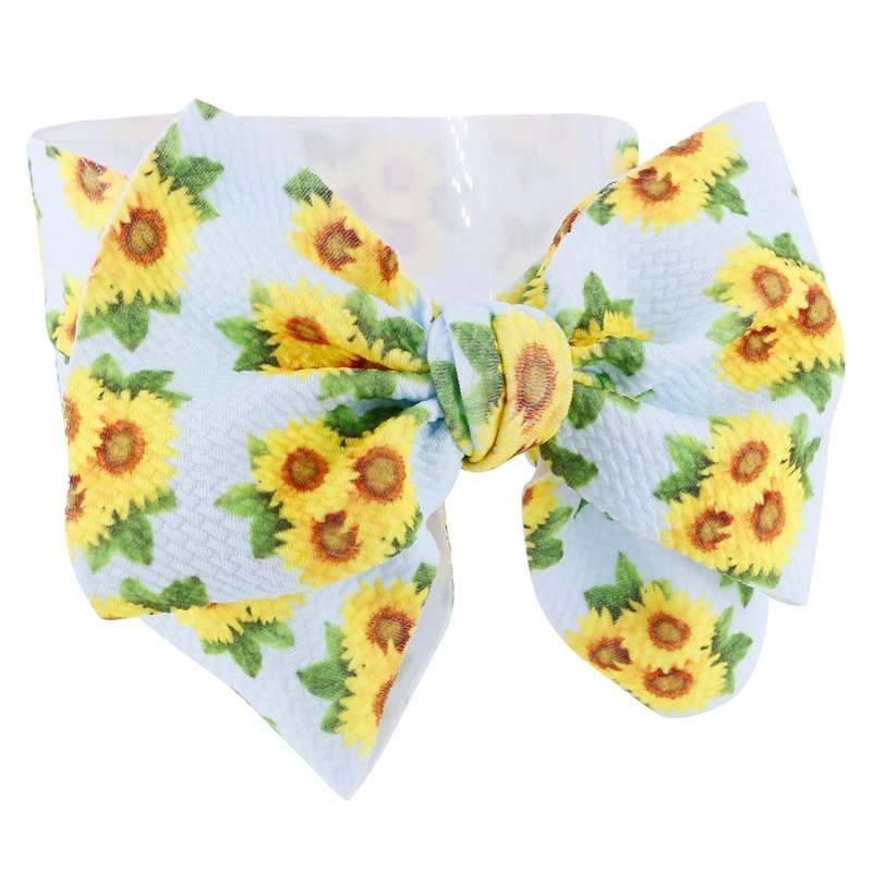 Handmade Bow Flowers Baby Headbands Printed Bowknot Elastic Baby Turban Newborn Hair Accessories For Baby Girls Stevvex