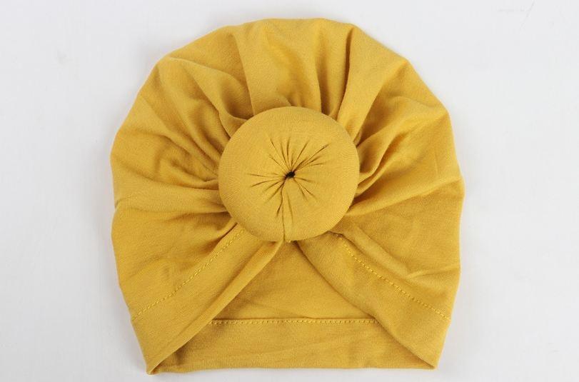 Newborn Toddler Baby Girl Turban Cotton Beanie Hat Warm Soft Cap Solid Knot Soft Wrap In Modern Style Stevvex