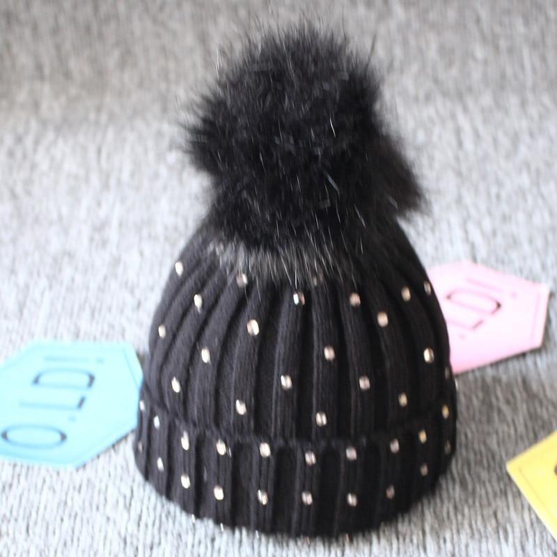 Luxury Baby Kids Pompom Newborn Baby Hat Cap Knitted Warm Hats With Rhinestone for Baby Girl/Boy Beanie Soft Toddler Hat Stevvex
