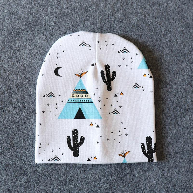 New Cotton Baby Cartoon Print Newborn Hat Elastic Toddler Infant Cap For Girls and Boys Kids Stevvex