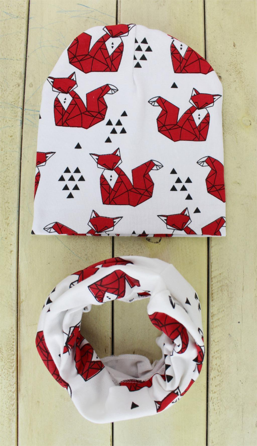 Modern Children Girls Cartoon Sheep Printing Cotton Hat and Scarf Animal Pattern Kids Caps Baby Beanie Stevvex
