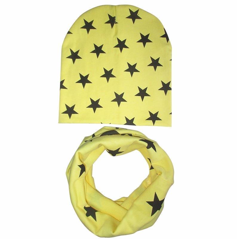 Modern New Trend Baby Hat Scarf Star Prints Cotton Children Boys Girl Cap Beanie Neck Collar Scarf Autumn Winter Warm Kids Hats For Kids Stevvex