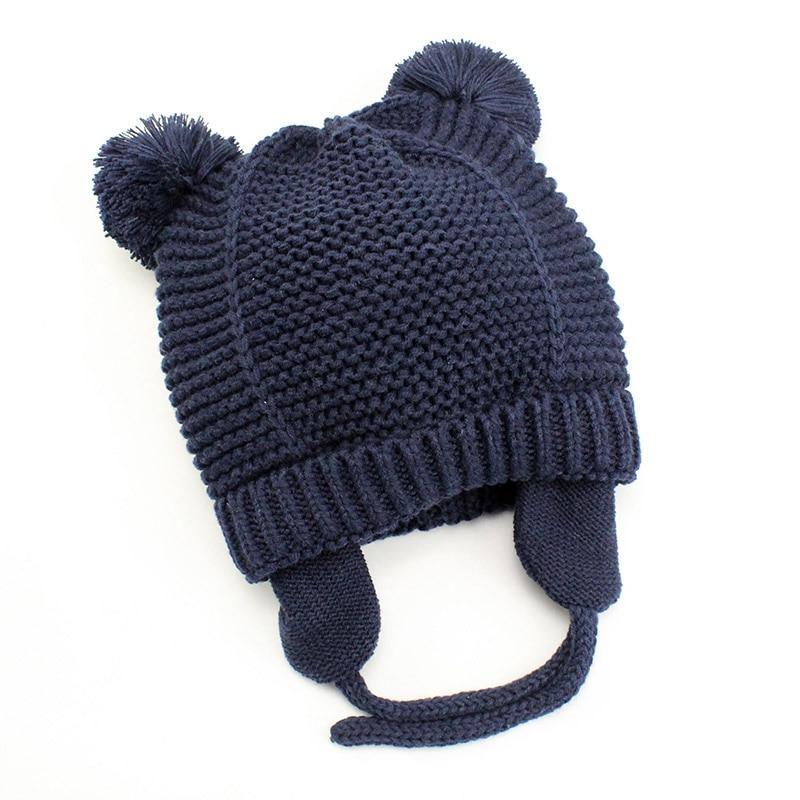 Modern Elegant Baby Knitted Pompom Cap Thick Warm Winter Ear Warm Kids Hat For Boys and Girls For Winter Cap Stevvex