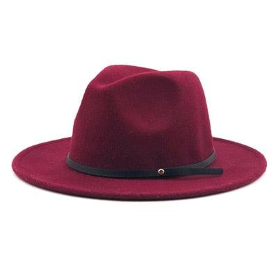Women Men Wool Vintage Black Fedora Hat With Wide Unique Fedora Hats With Belt Buckle For Men Women Brim Gentleman Elegant Lady Winter Autumn Soft Caps Stevvex