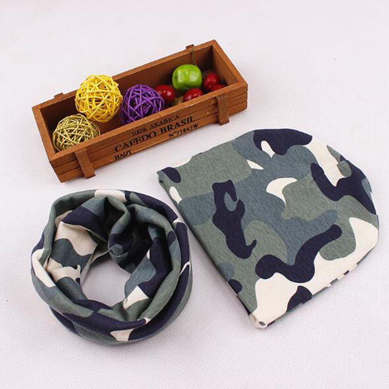Modern Children Hat Scarf Set Camouflage Print Cotton Baby Beanie Collar for Baby Boy/Girl Cap Kids Warm Hats Scarves Design Stevvex