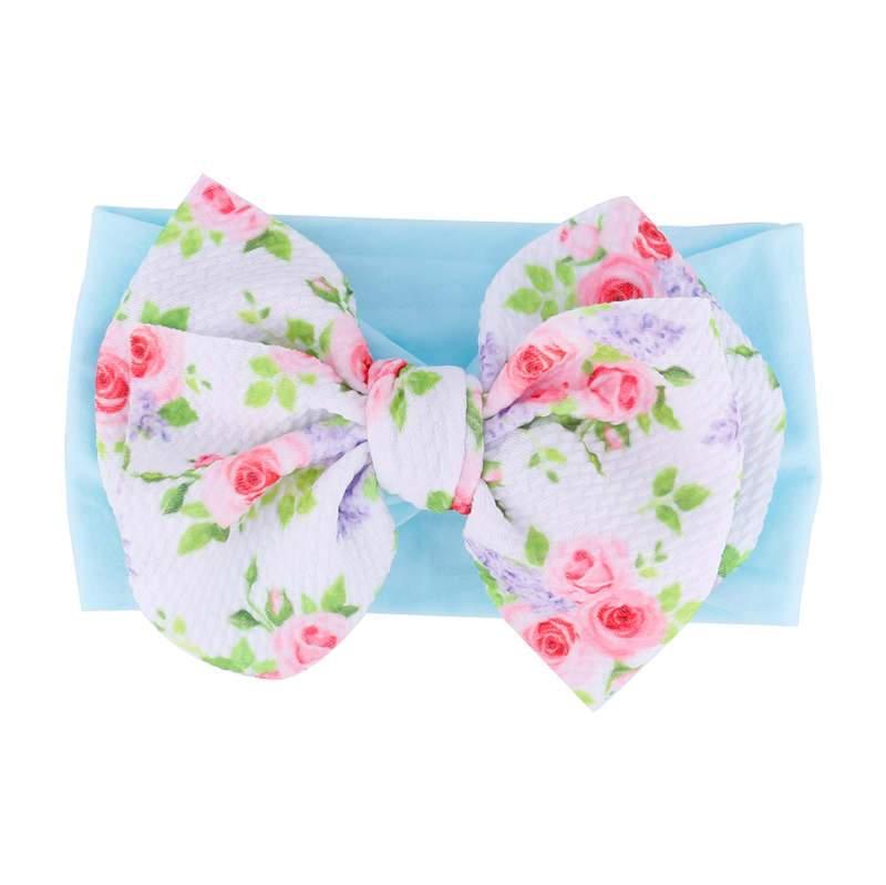 Handmade Bow Flowers Baby Headbands Printed Bowknot Elastic Baby Turban Newborn Hair Accessories For Baby Girls Stevvex