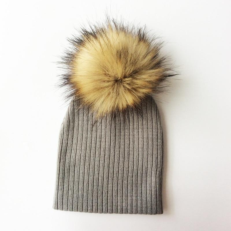 Trend New Winter Children Boy Girl Crochet Artificial Pompom Hat Knitted Toddler Kids Caps With Pompon Baby Beanie For Girls and Boys Stevvex