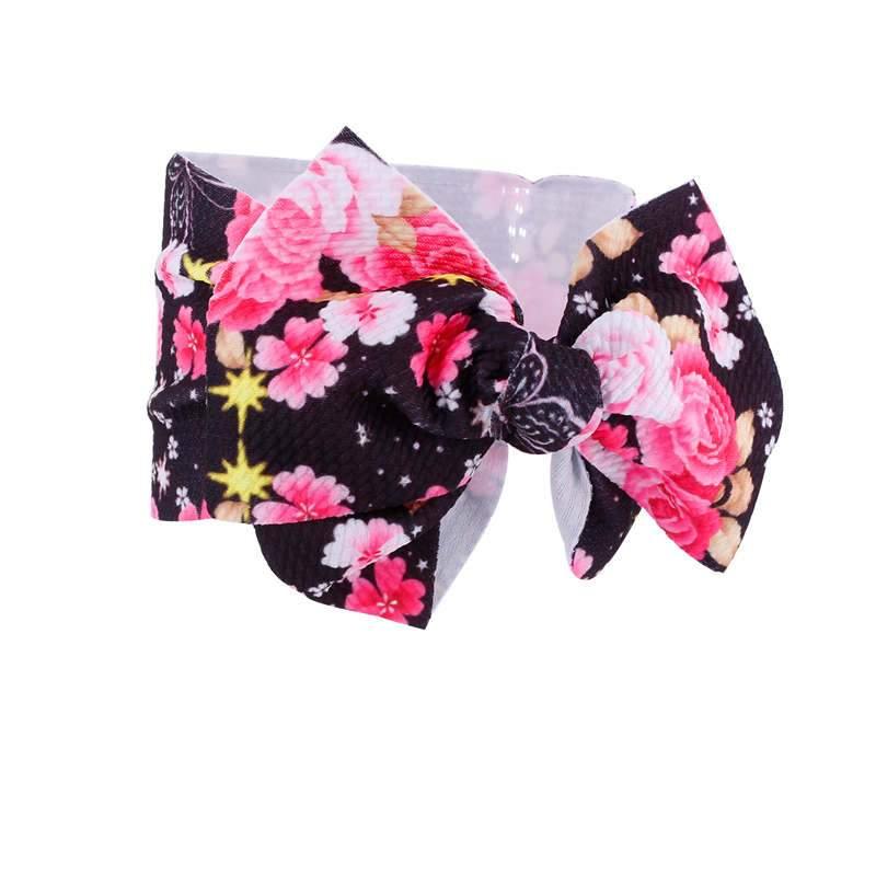 Handmade Bow Flowers Baby Headbands Printed Bowknot Elastic Baby Turban Newborn Hair Accessories For Baby Girls Stevvex