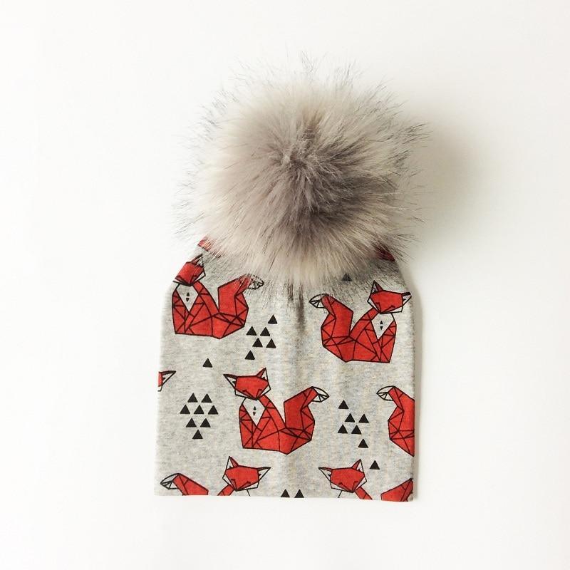 Luxury Modern Unique Toddler Boys and Girls Cartoon Printing Cotton Pompom Cap For Baby Beanie Hat With Pompon For Kids Stevvex