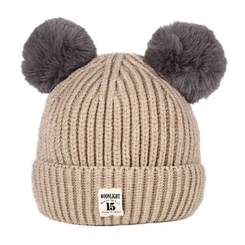 Modern Trend New Baby Beanies Hats Children Knitted Pompom Winter Autumn Cute Cap  Warm Girl Hat With Two Balls Stevvex