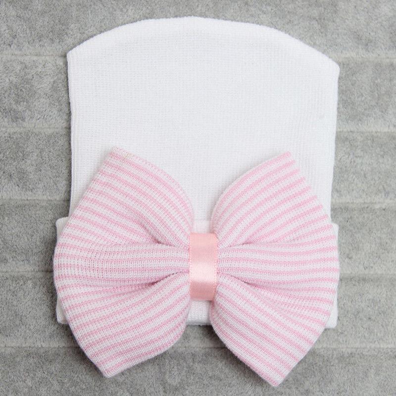 Newborn Baby Girls Striped Headband Headwear Toddler Soft Hat with Bow For Baby Girls Stevvex