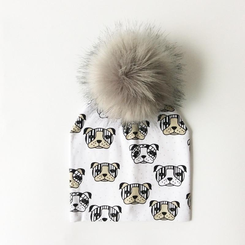 Luxury Modern Unique Toddler Boys and Girls Cartoon Printing Cotton Pompom Cap For Baby Beanie Hat With Pompon For Kids Stevvex
