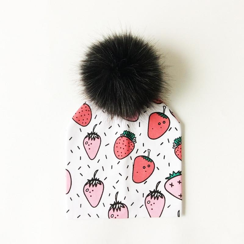 Luxury Modern Unique Toddler Boys and Girls Cartoon Printing Cotton Pompom Cap For Baby Beanie Hat With Pompon For Kids Stevvex
