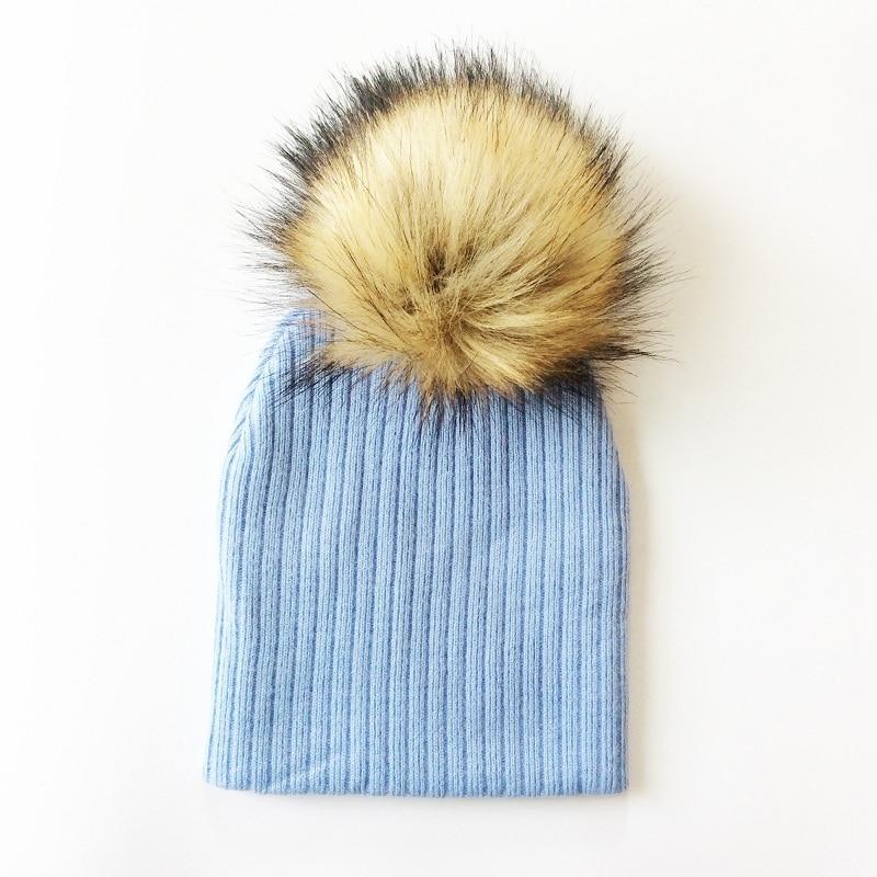 Trend New Winter Children Boy Girl Crochet Artificial Pompom Hat Knitted Toddler Kids Caps With Pompon Baby Beanie For Girls and Boys Stevvex