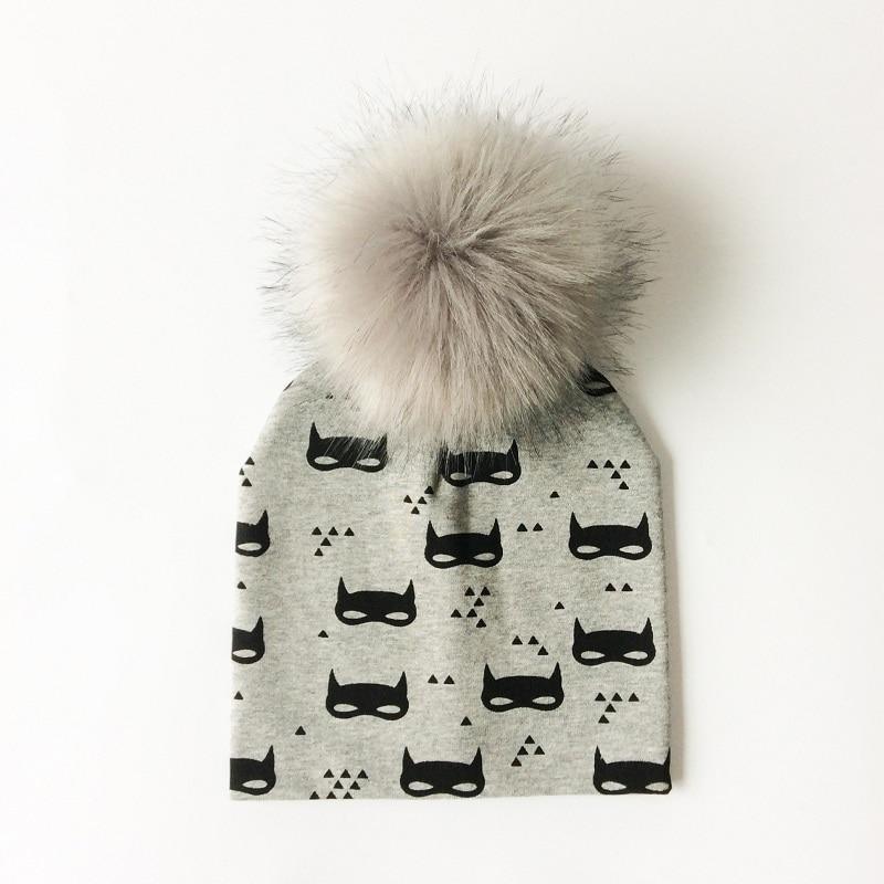 Luxury Modern Unique Toddler Boys and Girls Cartoon Printing Cotton Pompom Cap For Baby Beanie Hat With Pompon For Kids Stevvex