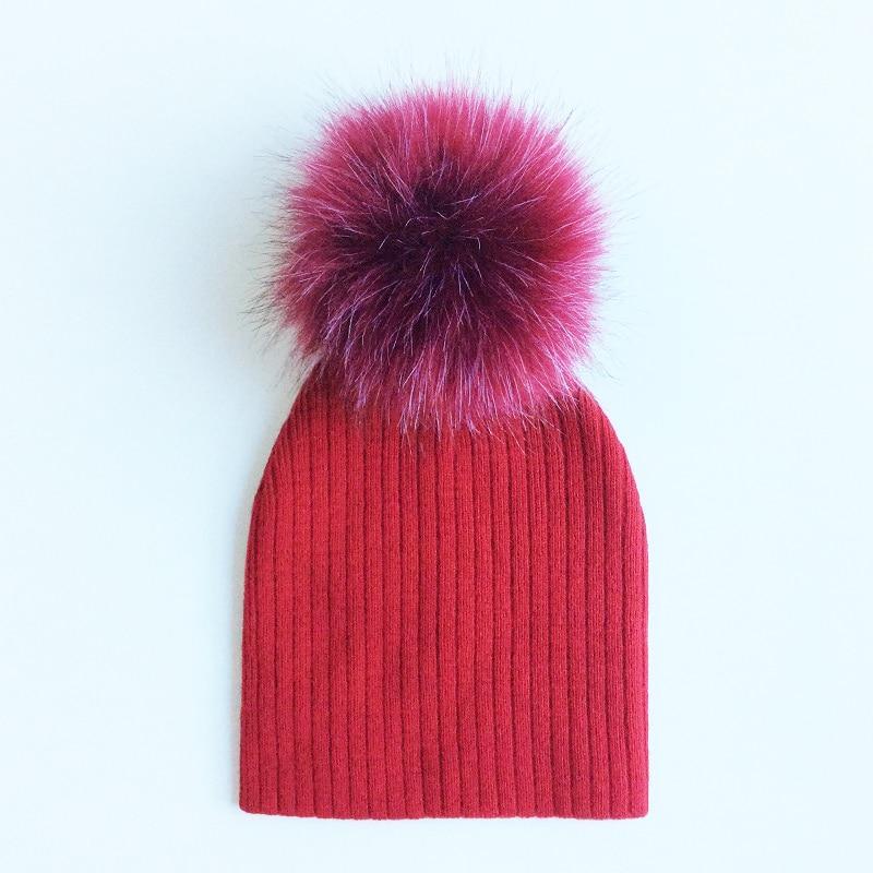 Trend New Winter Children Boy Girl Crochet Artificial Pompom Hat Knitted Toddler Kids Caps With Pompon Baby Beanie For Girls and Boys Stevvex